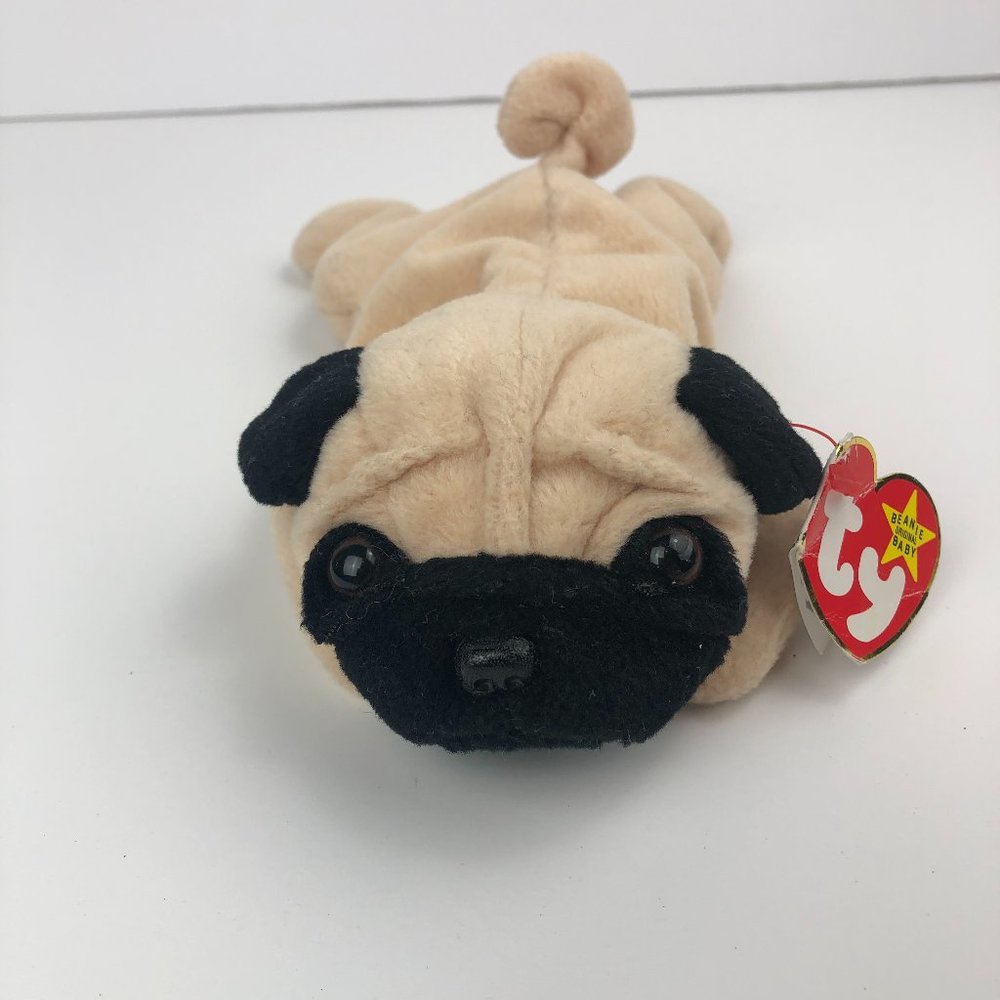 NEW - Pugsly! Collectable, Vintage 1996 Ty Beanie Babies Pug Lover